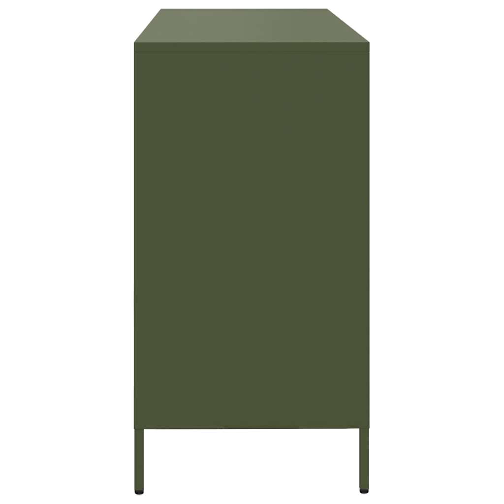 Credenza Verde Oliva 135x39x73,5 cm Acciaio Laminato a Freddo 3307171