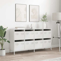 vidaXL Credenza Bianca 135x39x73,5 cm in Acciaio Laminato a Freddo