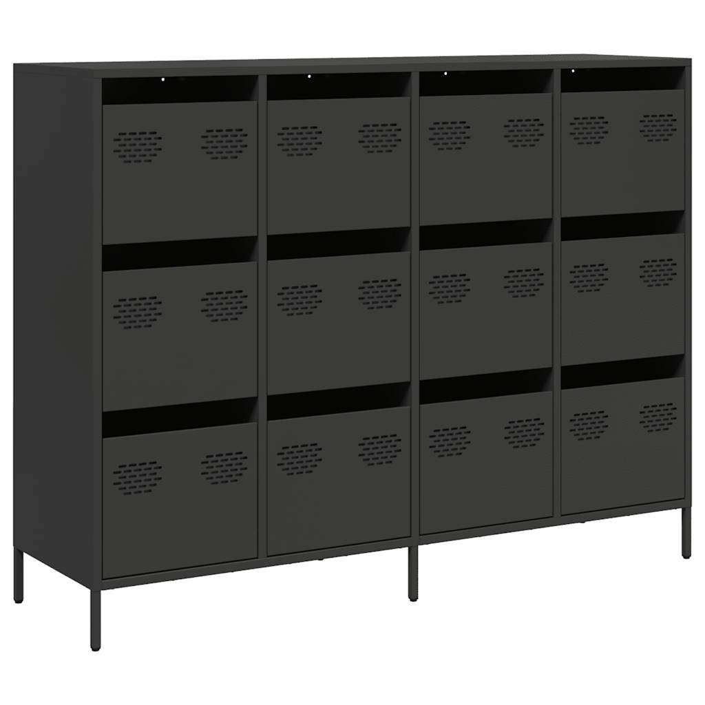 Credenza-Buffet-Armadio da cucina Nera 135x39x103,5 cm in Acciaio Laminato a Freddo