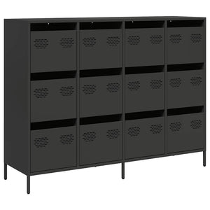 Credenza-Buffet-Armadio da cucina Nera 135x39x103,5 cm in Acciaio Laminato a Freddo