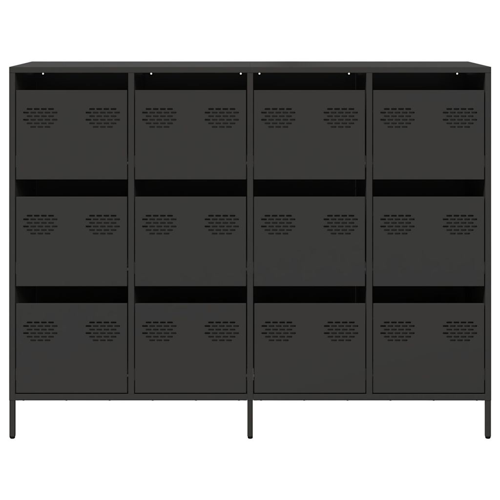 Credenza-Buffet-Armadio da cucina Nera 135x39x103,5 cm in Acciaio Laminato a Freddo