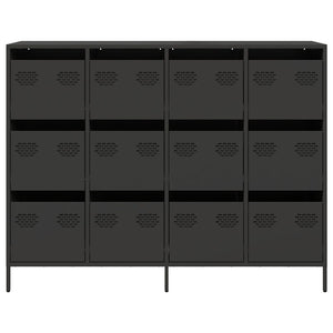 Credenza-Buffet-Armadio da cucina Nera 135x39x103,5 cm in Acciaio Laminato a Freddo