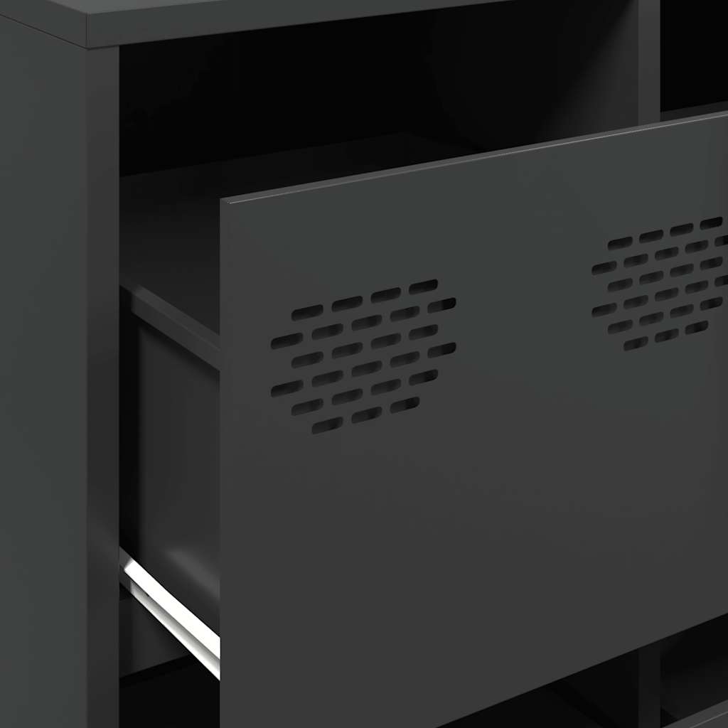 Credenza-Buffet-Armadio da cucina Nera 135x39x103,5 cm in Acciaio Laminato a Freddo