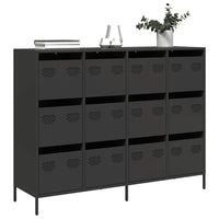 Credenza-Buffet-Armadio da cucina Nera 135x39x103,5 cm in Acciaio Laminato a Freddo