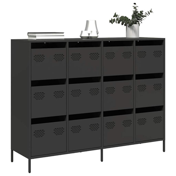 Credenza-Buffet-Armadio da cucina Nera 135x39x103,5 cm in Acciaio Laminato a Freddo