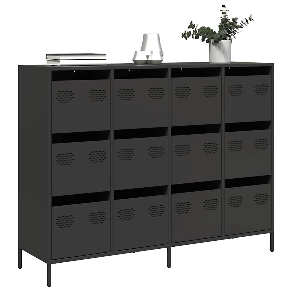 vidaXL Credenza Nera 135x39x103,5 cm in Acciaio Laminato a Freddo