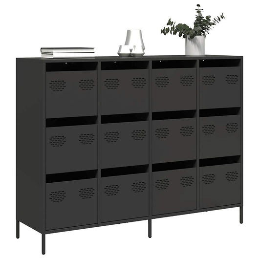 vidaXL Credenza Nera 135x39x103,5 cm in Acciaio Laminato a Freddo