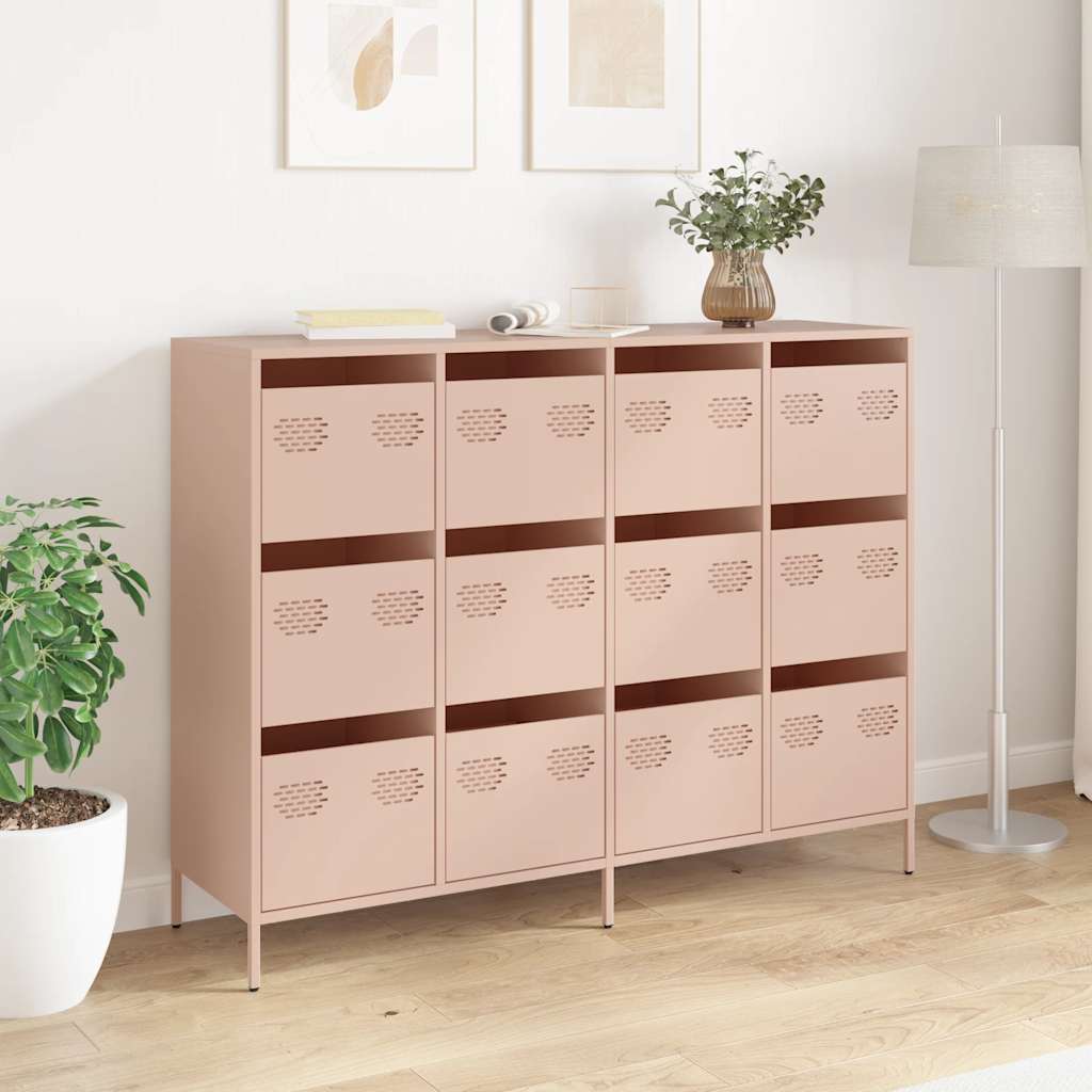 Credenza-Buffet-Armadio da cucina Rosa 135x39x103,5 cm in Acciaio Laminato a Freddo