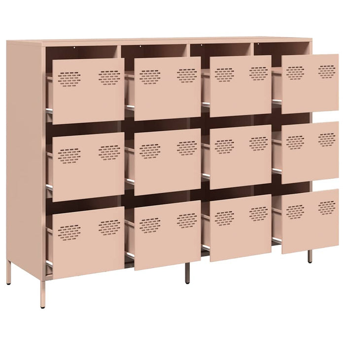 Credenza Rosa 135x39x103,5 cm in Acciaio Laminato a Freddo