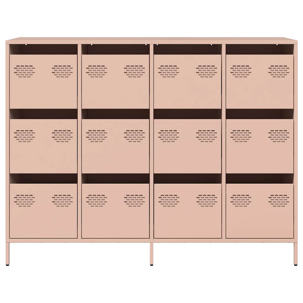 Credenza Rosa 135x39x103,5 cm in Acciaio Laminato a Freddo