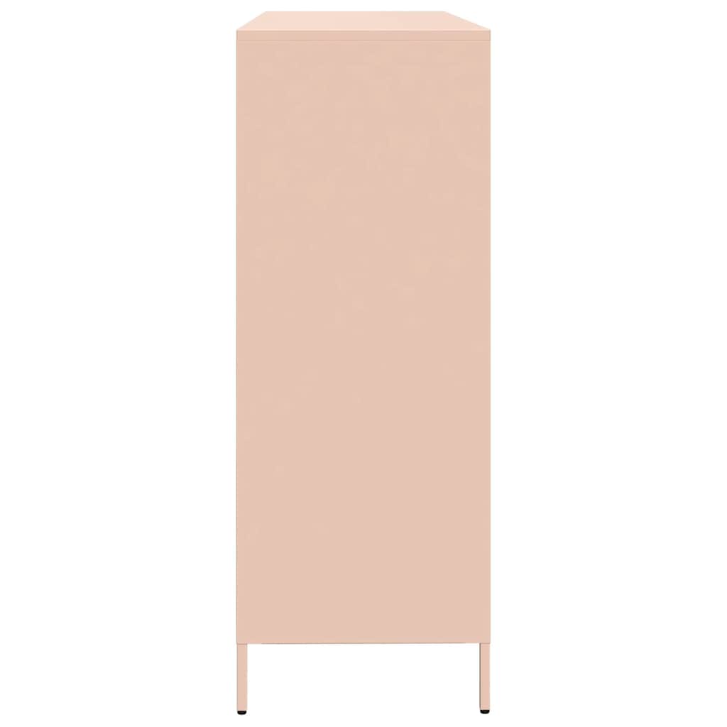 Credenza Rosa 135x39x103,5 cm in Acciaio Laminato a Freddo