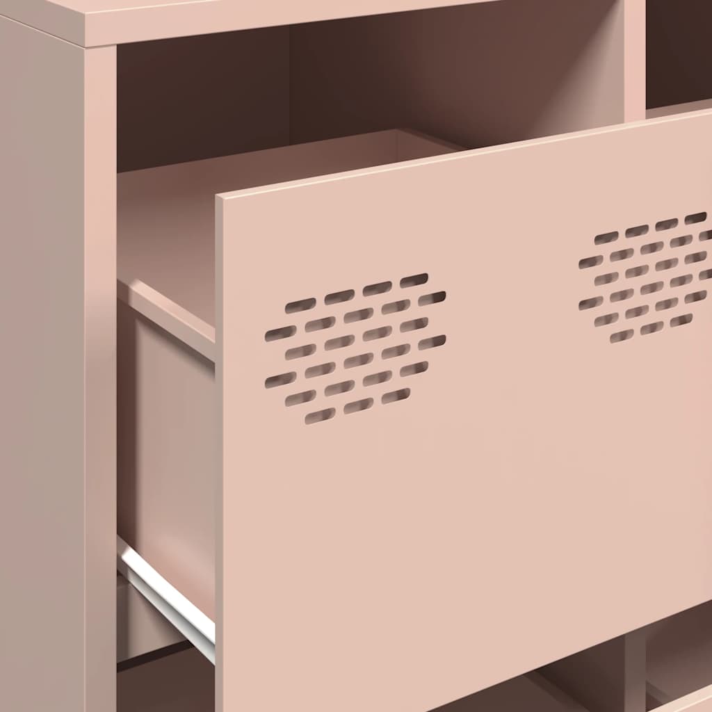 Credenza Rosa 135x39x103,5 cm in Acciaio Laminato a Freddo