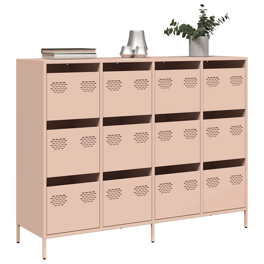 Credenza-Buffet-Armadio da cucina Rosa 135x39x103,5 cm in Acciaio Laminato a Freddo
