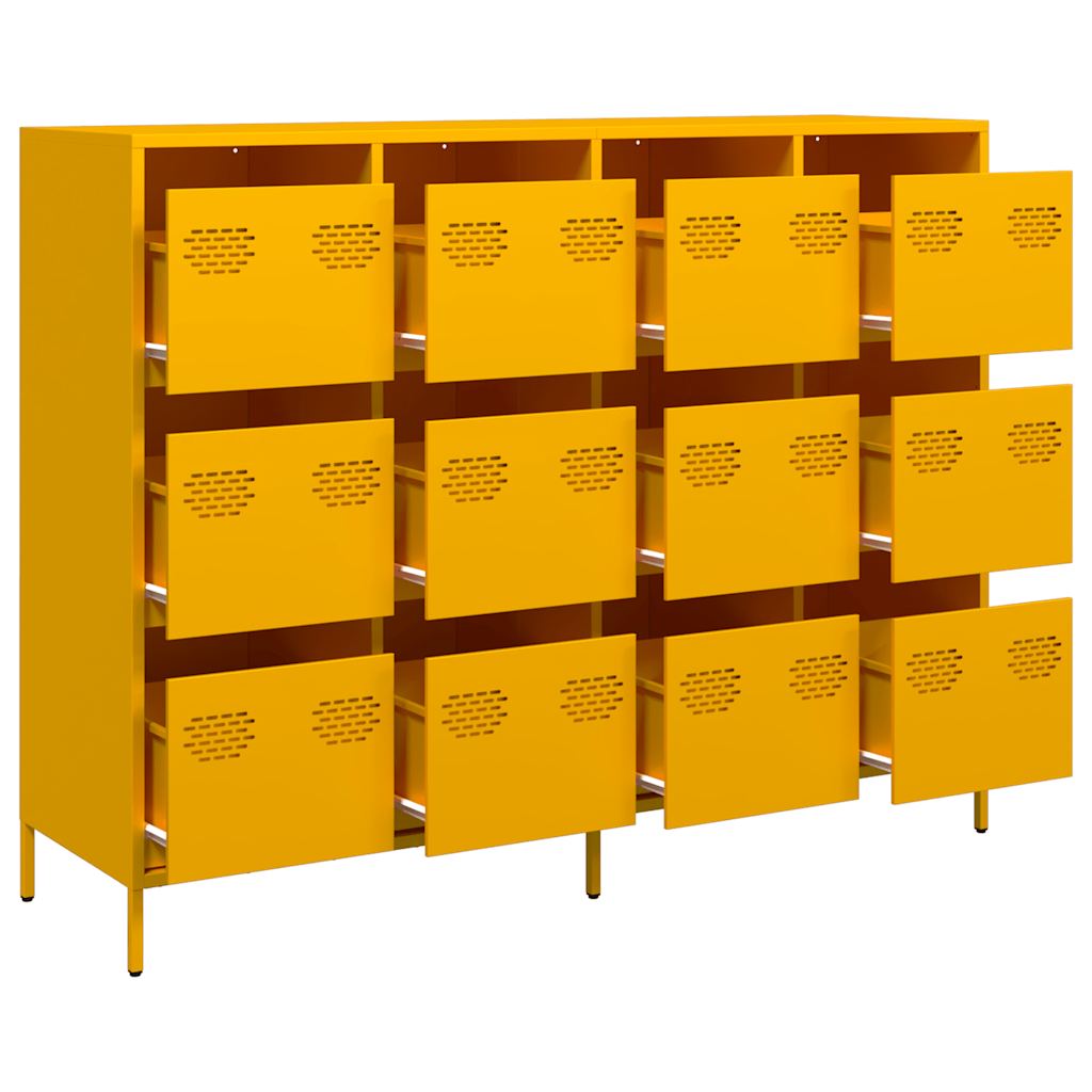 Credenza Giallo Senape 135x39x103,5 cm Acciaio Laminato Freddo 3307176