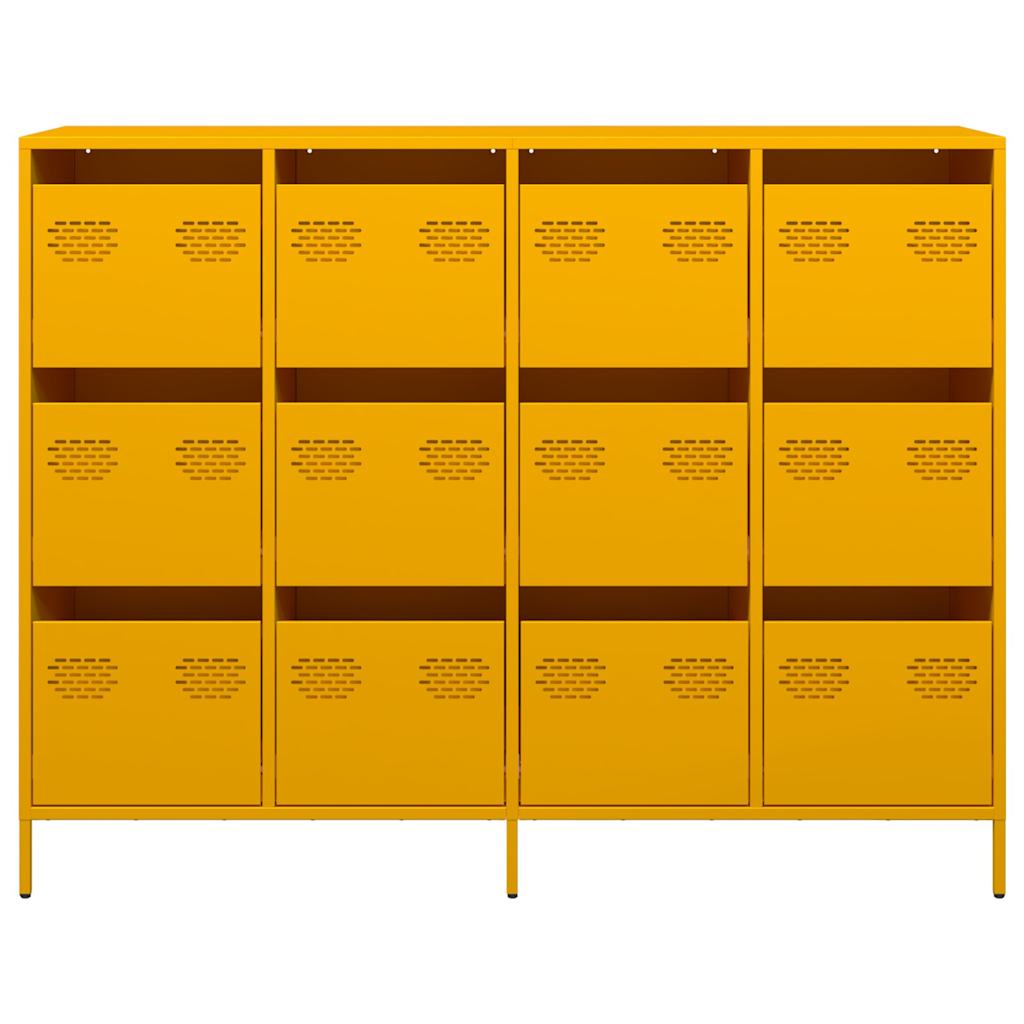 Credenza Giallo Senape 135x39x103,5 cm Acciaio Laminato Freddo 3307176