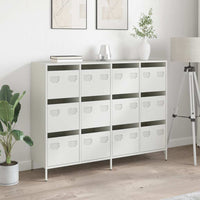 vidaXL Credenza Bianca 135x39x103,5 cm in Acciaio Laminato a Freddo