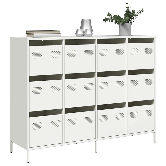 vidaXL Credenza Bianca 135x39x103,5 cm in Acciaio Laminato a Freddo