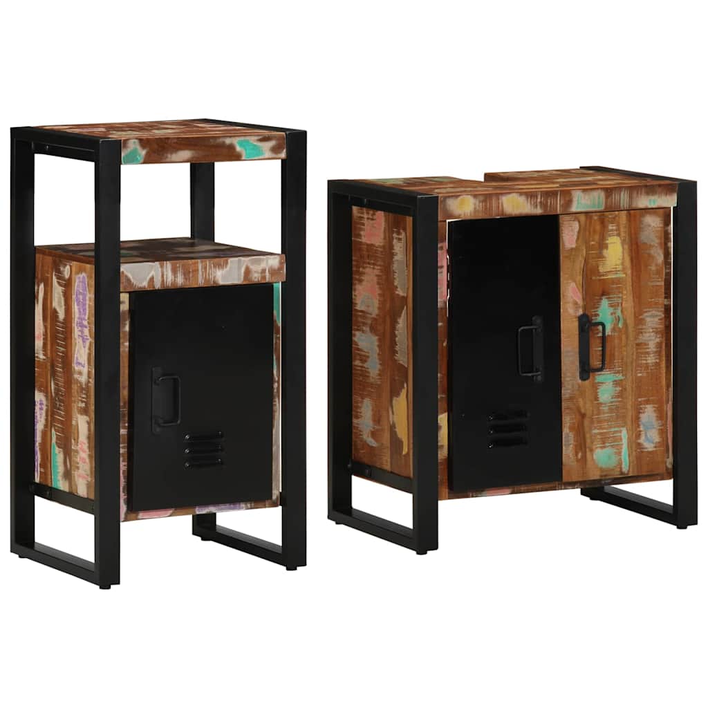 vidaXL Set di mobili per il bagno 2 pcs legno massello di riciclo
