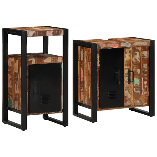 vidaXL Set di mobili per il bagno 2 pcs legno massello di riciclo
