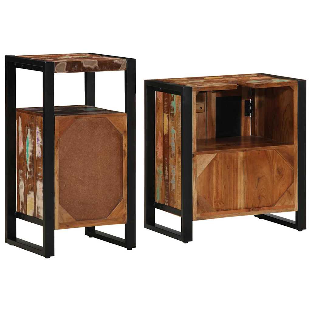 vidaXL Set di mobili per il bagno 2 pcs legno massello di riciclo