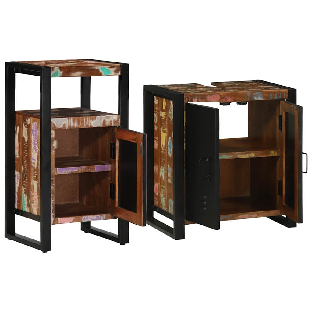 vidaXL Set di mobili per il bagno 2 pcs legno massello di riciclo