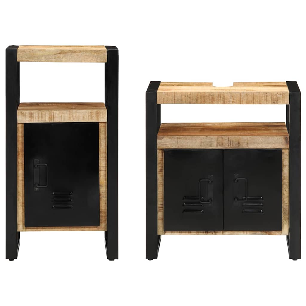 vidaXL Set di mobili per il bagno 2 pcs Legno di mango solido e grezzo