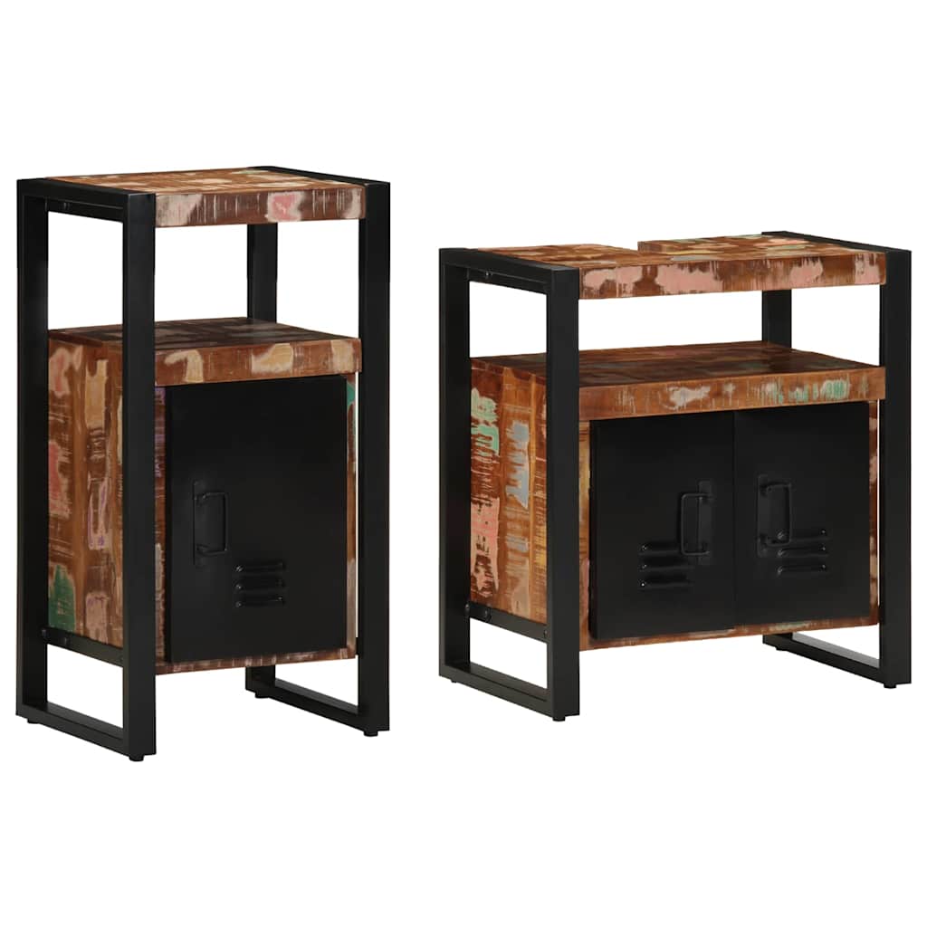 vidaXL Set di mobili per il bagno 2 pcs legno massello di riciclo