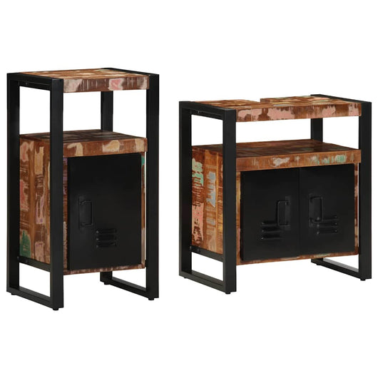 vidaXL Set di mobili per il bagno 2 pcs legno massello di riciclo