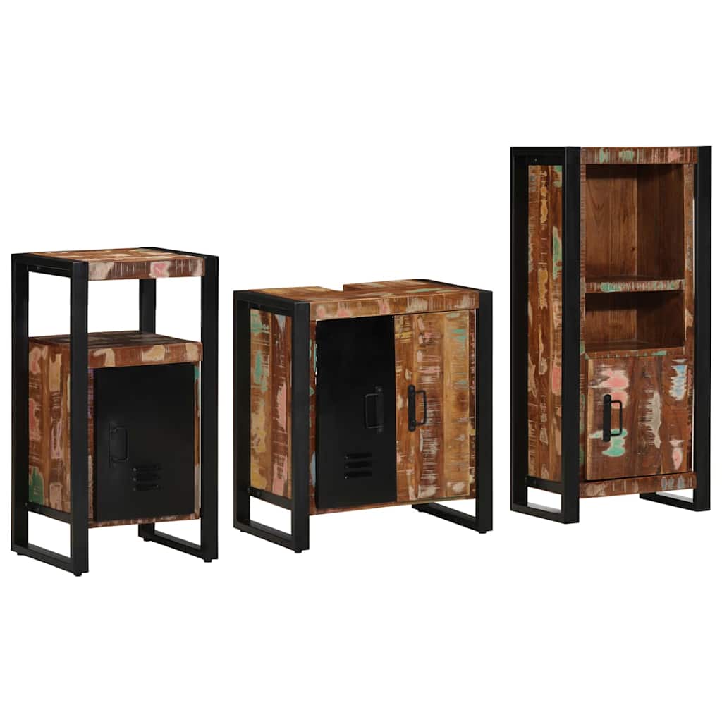 vidaXL Set di mobili per il bagno 3 pcs Legno massello riciclato