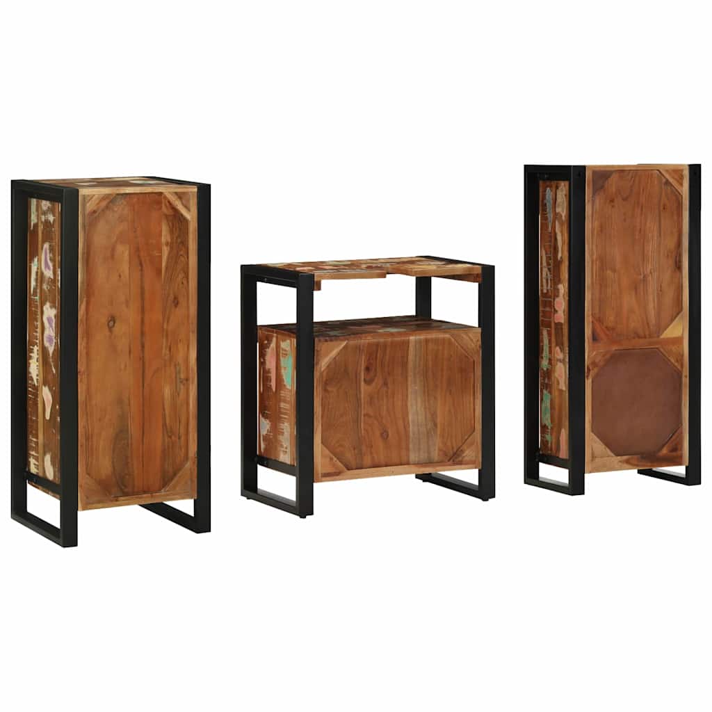 vidaXL Set di mobili per il bagno 3 pcs Legno massello riciclato