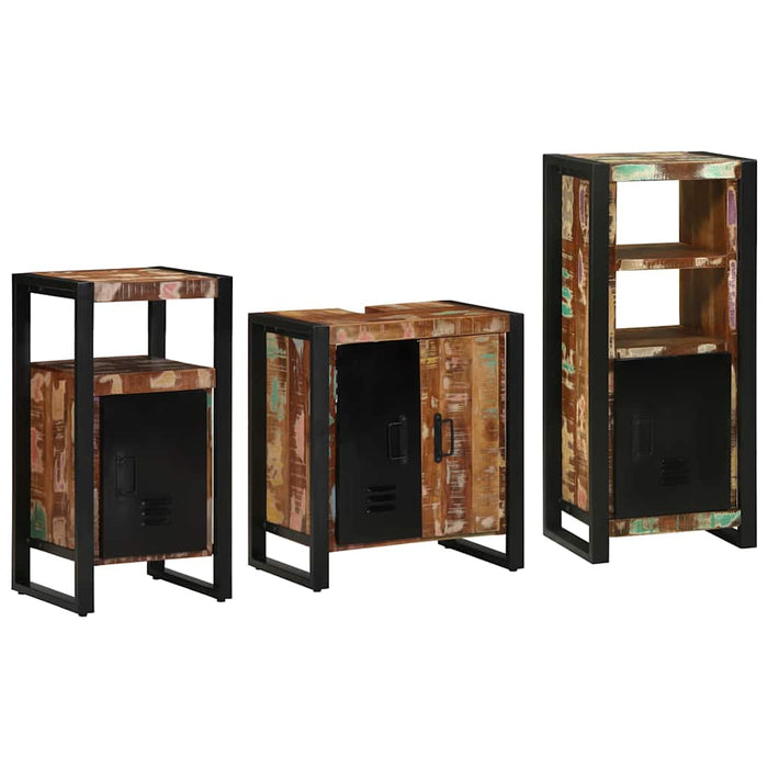 vidaXL Set di mobili per il bagno 3 pcs Legno massello riciclato