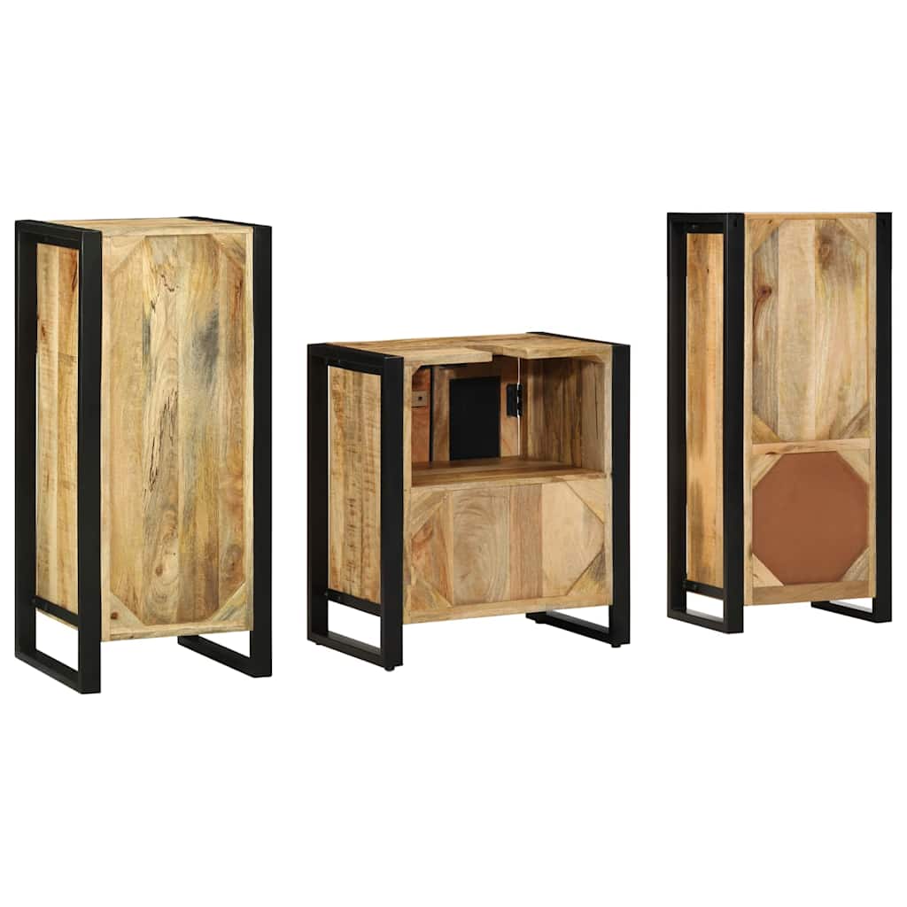 vidaXL Set di mobili per il bagno 3 pcs Legno di mango massello