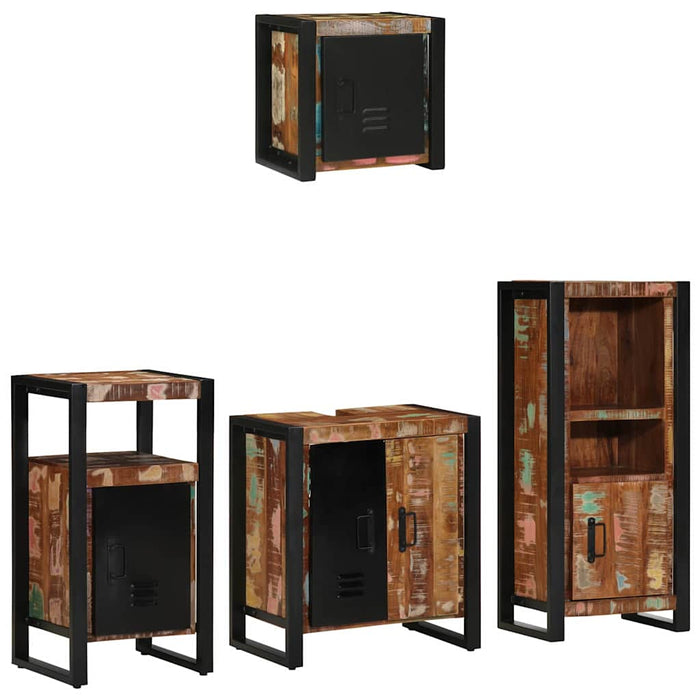 vidaXL Set di mobili per il bagno 4 pcs Legno massello riciclato