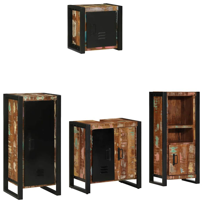 vidaXL Set di mobili per il bagno 4 pcs Legno massello riciclato