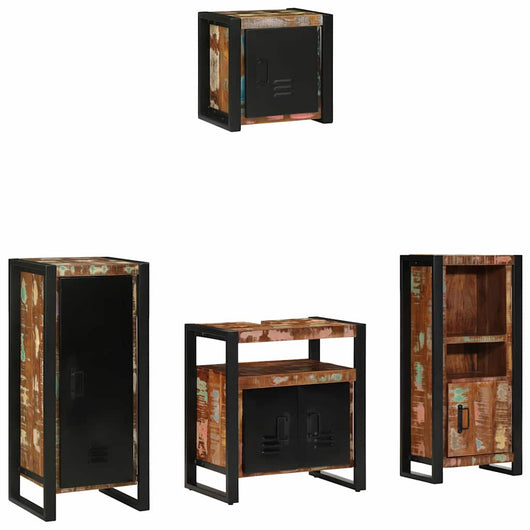 vidaXL Set di mobili per il bagno 4 pcs Legno massello riciclato