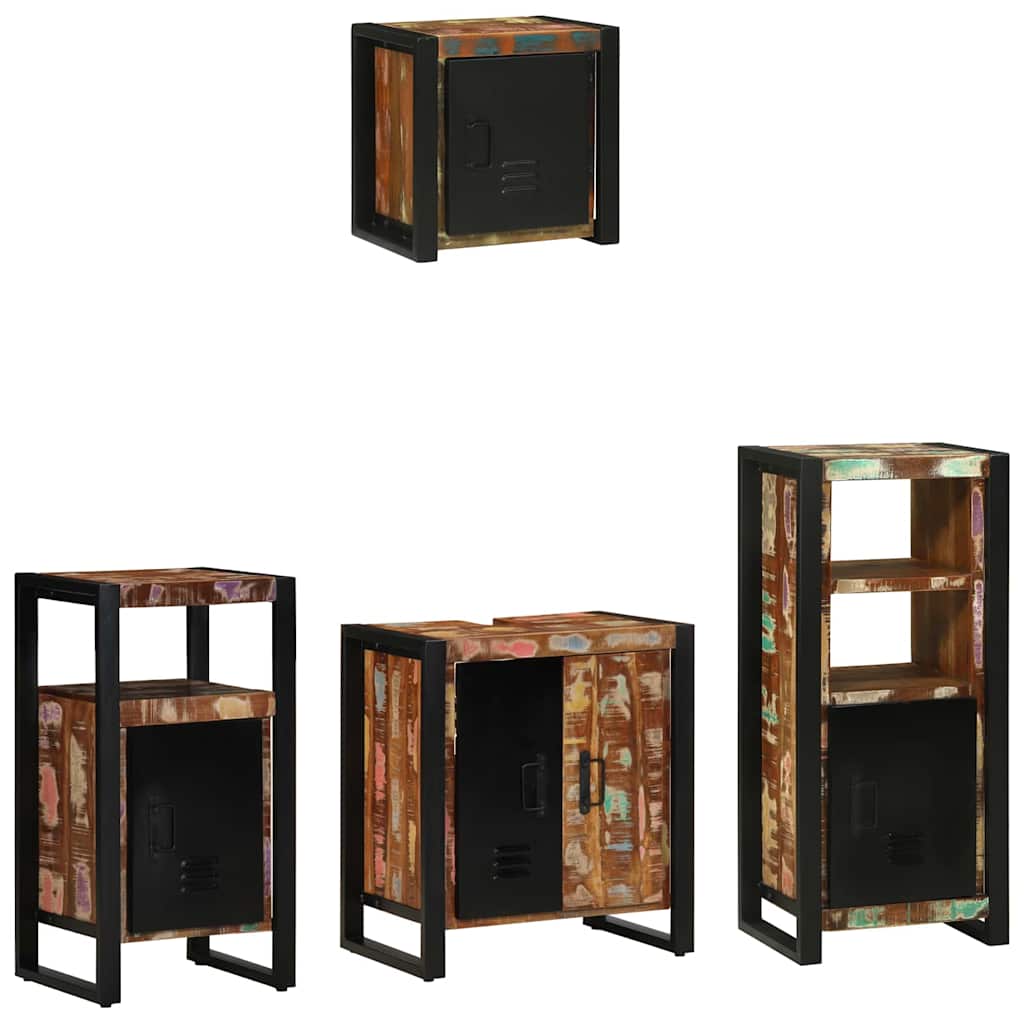 vidaXL Set di mobili per il bagno 4 pcs Legno massello riciclato