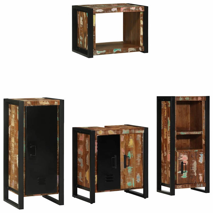 vidaXL Set di mobili per il bagno 4 pcs Legno massello riciclato