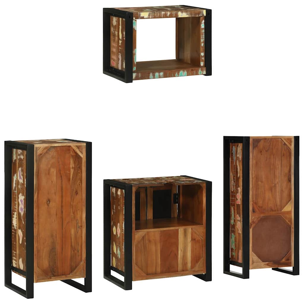 vidaXL Set di mobili per il bagno 4 pcs Legno massello riciclato