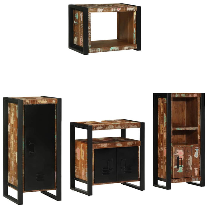 vidaXL Set di mobili per il bagno 4 pcs Legno massello riciclato