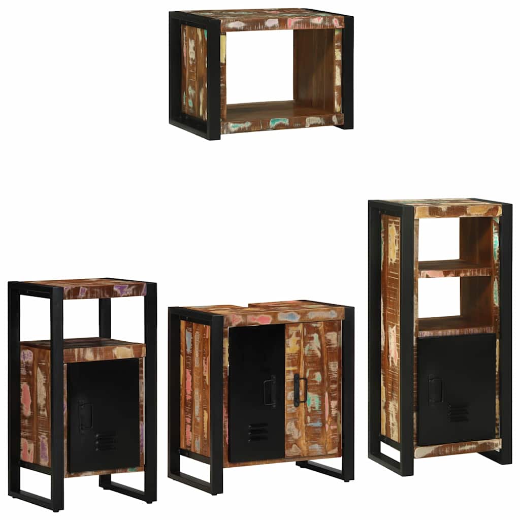 vidaXL Set di mobili per il bagno 4 pcs Legno massello riciclato