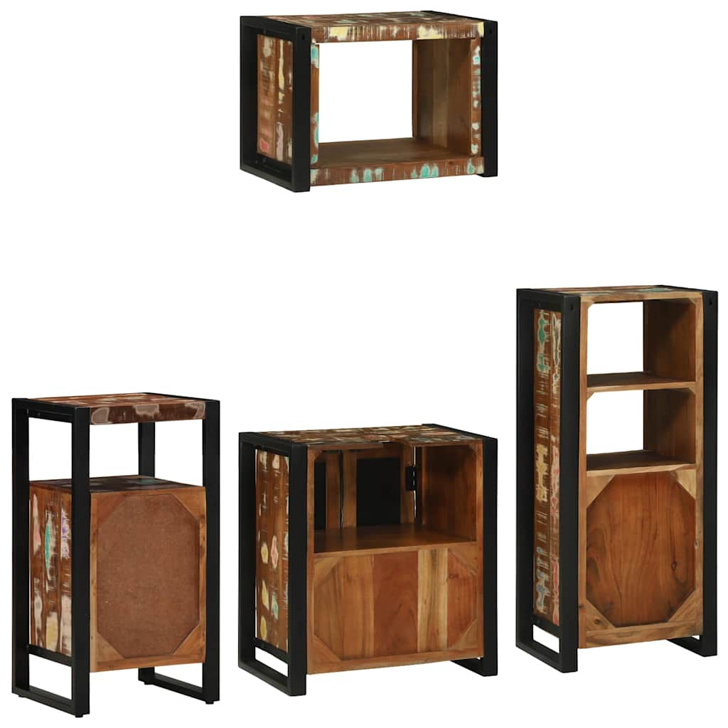 vidaXL Set di mobili per il bagno 4 pcs Legno massello riciclato