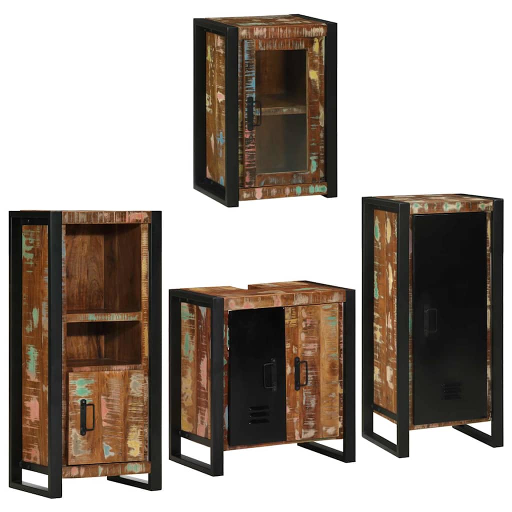 vidaXL Set di mobili per il bagno 4 pcs Legno massello riciclato