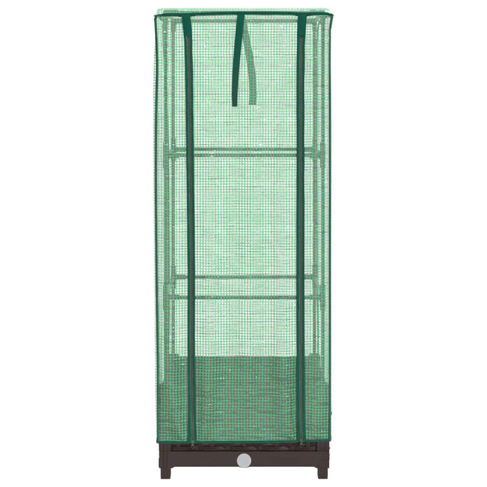 Fioriera rialzata per aiuola fioriera per terrazza giardino rialzato con copertura effetto rattan 40 x 40 x 123 cm Marrone 02_0038768