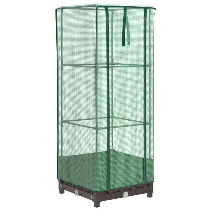 Fioriera rialzata per aiuola fioriera per terrazza giardino rialzato con copertura effetto rattan 40 x 40 x 123 cm Marrone 02_0038768