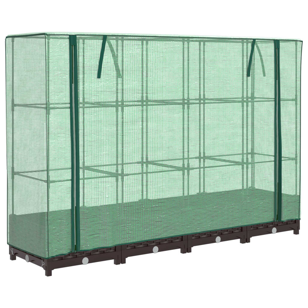 Fioriera rialzata per aiuola fioriera per terrazza giardino rialzato con copertura effetto rattan 160 x 40 x 123 cm Marrone 02_0038751