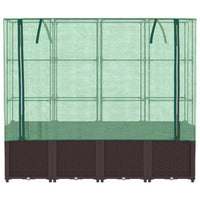 Fioriera rialzata per aiuola fioriera per terrazza giardino rialzato con copertura effetto rattan 160 x 40 x 153 cm Marrone 02_0038766