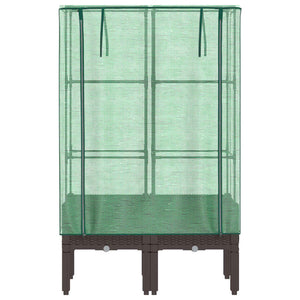 Vaso per fioriera rialzata per piante fiori terrazza da giardino rialzata con rivestimento in simil rattan 80 x 40 x 140 cm Marrone 02_0038794