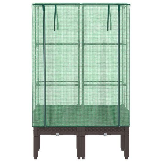 Vaso per fioriera rialzata per piante fiori terrazza da giardino rialzata con rivestimento in simil rattan 80 x 40 x 140 cm Marrone 02_0038794