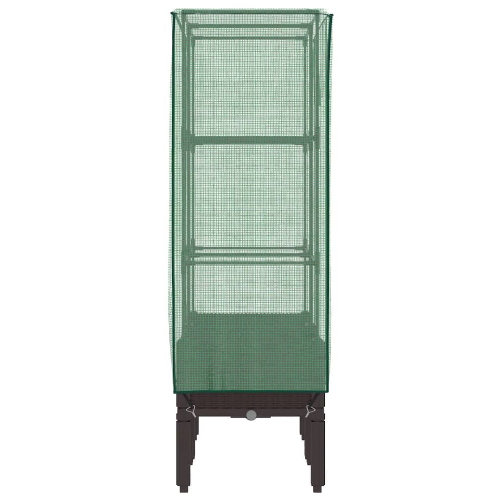 Vaso per fioriera rialzata per piante fiori terrazza da giardino rialzata con rivestimento in simil rattan 80 x 40 x 140 cm Marrone 02_0038794