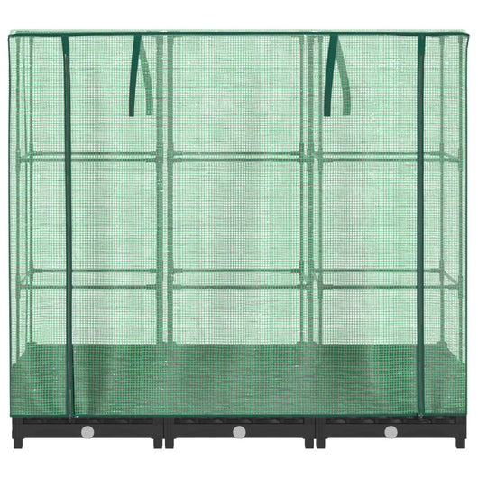 Fioriera rialzata per aiuola fioriera per terrazza giardino rialzato con copertura effetto rattan 120 x 40 x 123 cm nero 02_0038735